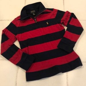 EUC Polo Long Sleeve Striped Shirt w Zipper